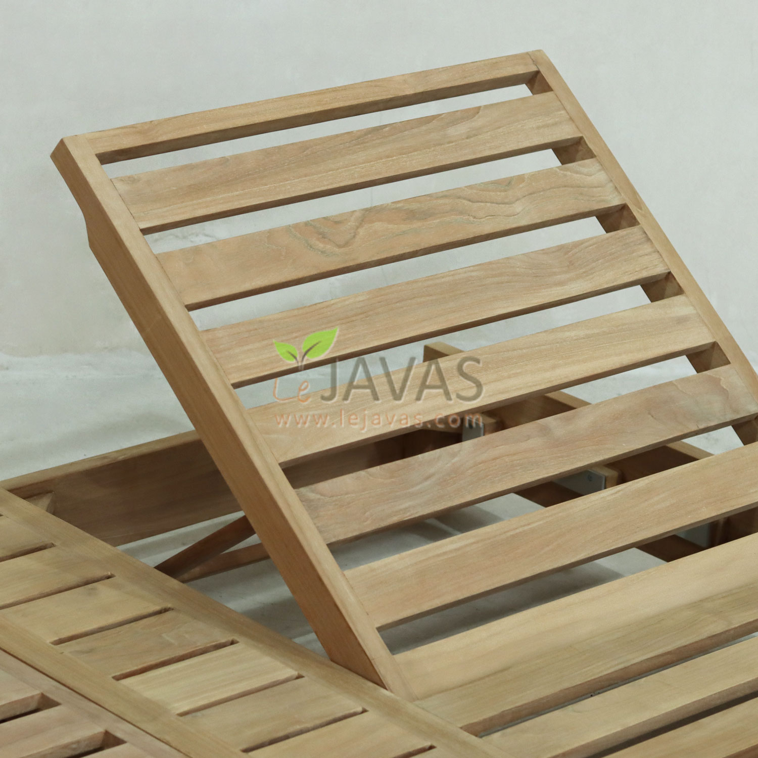 Double Sunbed teak outdoor daybed with twin adjustable backrests, raw sanded teak garden furniture from Indonesia furniture manufacturer exporter