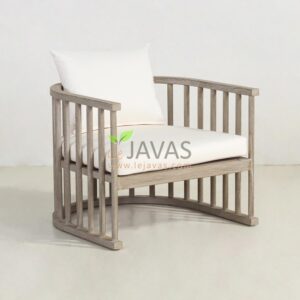Aruna Lounge Chair luxury teak lounge chair with upholstered cushions for resort, villa, and hotel lounge projects