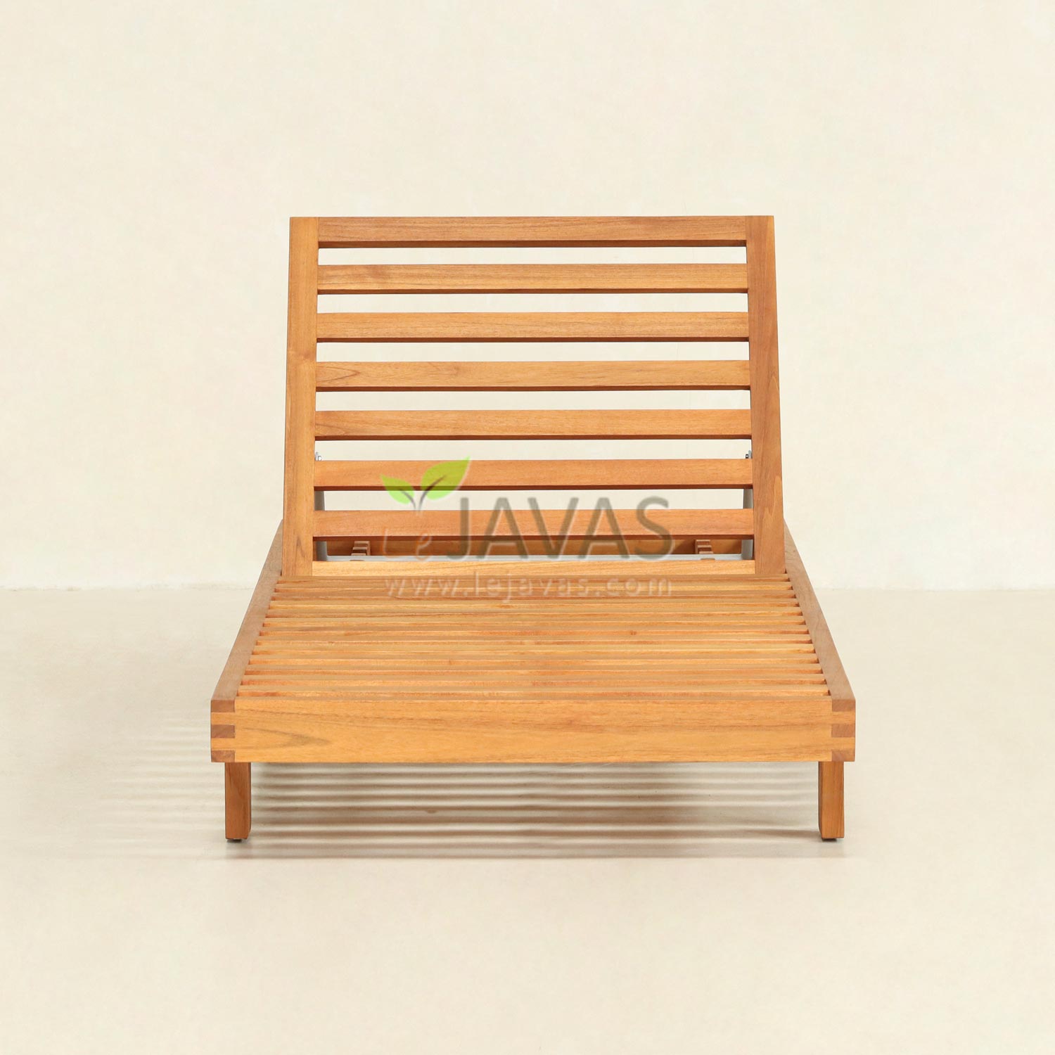 Dareen Lounger solid teak sun lounger with adjustable backrest and wheels, outdoor pool lounger handcrafted in Jepara Indonesia for hotel and resort projects