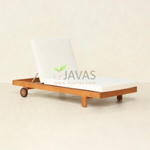 Dareen Lounger solid teak sun lounger with adjustable backrest and wheels, outdoor pool lounger handcrafted in Jepara Indonesia for hotel and resort projects